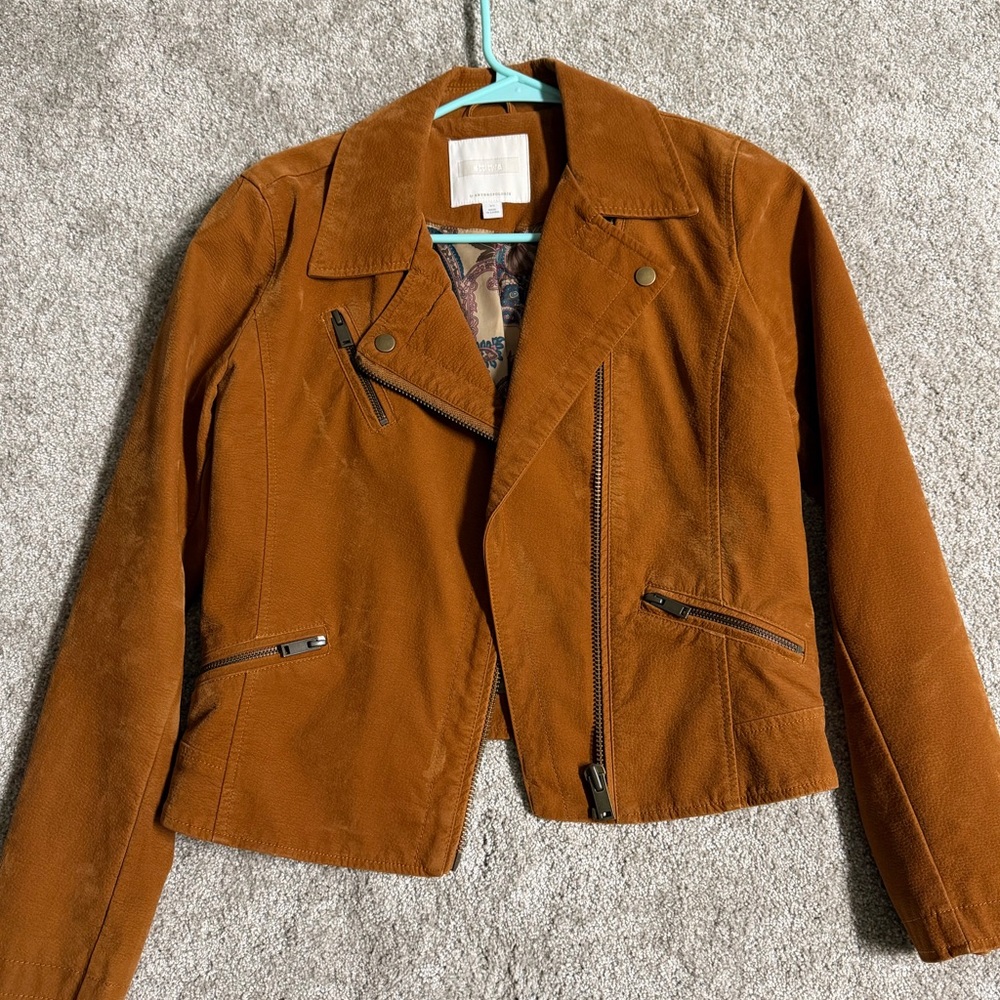 Anthropologie Ett:Twa Extra Small Biddle Moto Jacket in Faux Suede